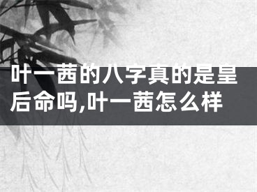 叶一茜的八字真的是皇后命吗,叶一茜怎么样