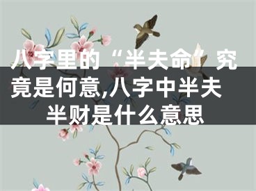 八字里的“半夫命”究竟是何意,八字中半夫半财是什么意思