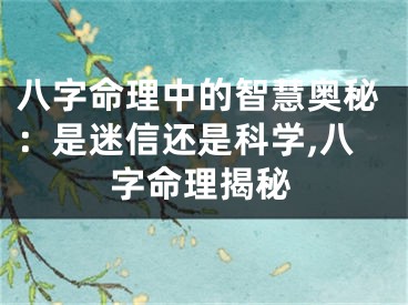 八字命理中的智慧奥秘：是迷信还是科学,八字命理揭秘