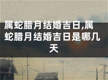 属蛇腊月结婚吉日,属蛇腊月结婚吉日是哪几天