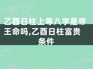 乙酉日柱上等八字是帝王命吗,乙酉日柱富贵条件