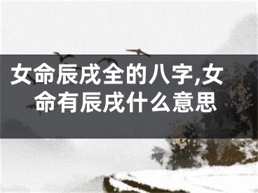 女命辰戌全的八字,女命有辰戌什么意思
