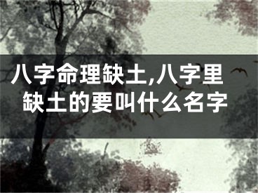 八字命理缺土,八字里缺土的要叫什么名字