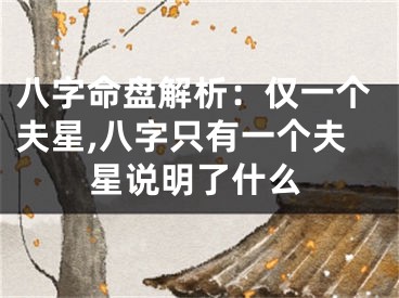 八字命盘解析：仅一个夫星,八字只有一个夫星说明了什么