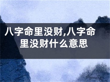 八字命里没财,八字命里没财什么意思