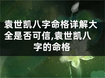 袁世凯八字命格详解大全是否可信,袁世凯八字的命格