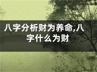八字分析财为养命,八字什么为财