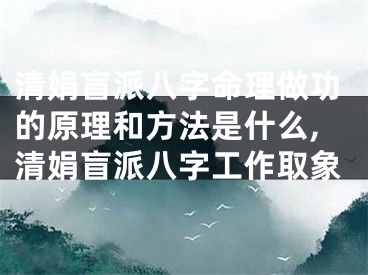 清娟盲派八字命理做功的原理和方法是什么,清娟盲派八字工作取象
