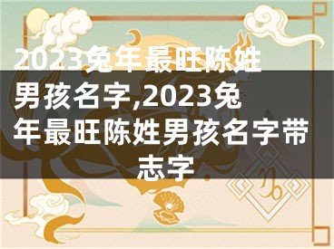 2023兔年最旺陈姓男孩名字,2023兔年最旺陈姓男孩名字带志字