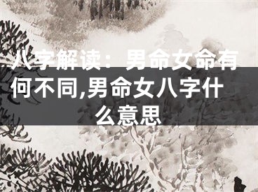 八字解读：男命女命有何不同,男命女八字什么意思
