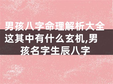 男孩八字命理解析大全这其中有什么玄机,男孩名字生辰八字