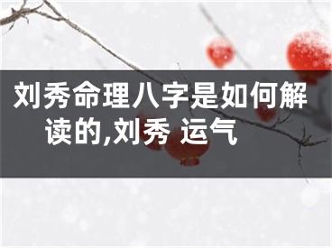 刘秀命理八字是如何解读的,刘秀 运气