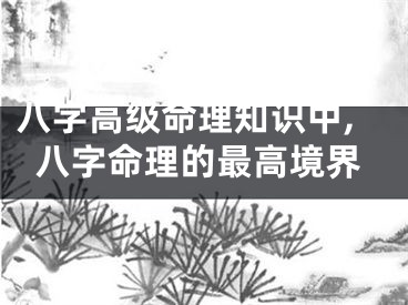 八字高级命理知识中,八字命理的最高境界