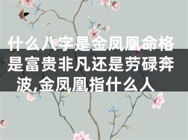 什么八字是金凤凰命格是富贵非凡还是劳碌奔波,金凤凰指什么人