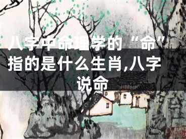 八字中命理学的“命”指的是什么生肖,八字说命
