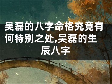 吴磊的八字命格究竟有何特别之处,吴磊的生辰八字