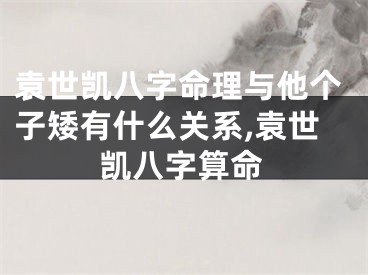 袁世凯八字命理与他个子矮有什么关系,袁世凯八字算命