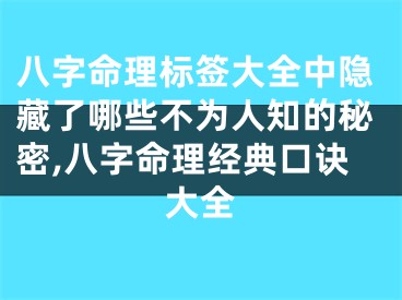 八字命理标签大全中隐藏了哪些不为人知的秘密,八字命理经典口诀大全