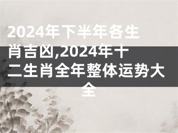 2024年下半年各生肖吉凶,2024年十二生肖全年整体运势大全