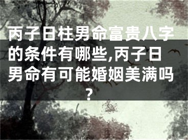 丙子日柱男命富贵八字的条件有哪些,丙子日男命有可能婚姻美满吗?