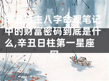 辛丑日主八字命理笔记中的财富密码到底是什么,辛丑日柱第一星座网