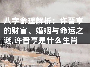 八字命理解析：许晋亨的财富、婚姻与命运之谜,许晋亨是什么生肖