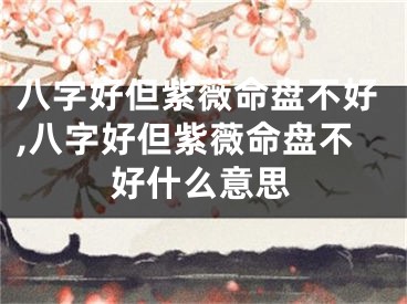 八字好但紫薇命盘不好,八字好但紫薇命盘不好什么意思