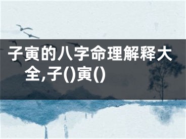 子寅的八字命理解释大全,子()寅()