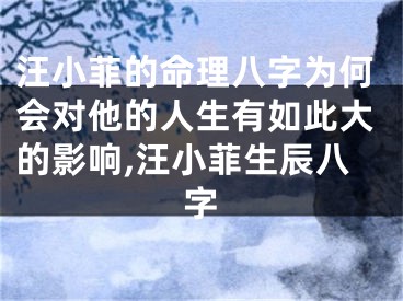 汪小菲的命理八字为何会对他的人生有如此大的影响,汪小菲生辰八字