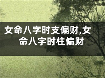 女命八字时支偏财,女命八字时柱偏财