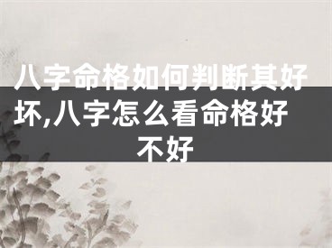 八字命格如何判断其好坏,八字怎么看命格好不好
