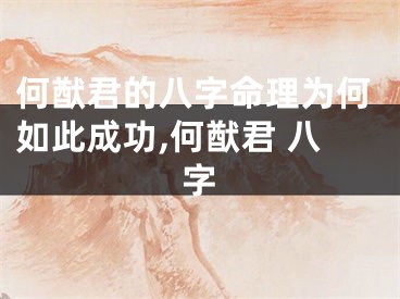 何猷君的八字命理为何如此成功,何猷君 八字