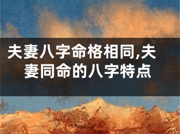 夫妻八字命格相同,夫妻同命的八字特点
