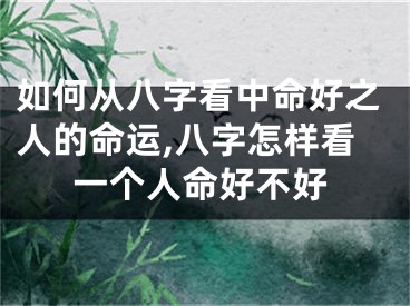 如何从八字看中命好之人的命运,八字怎样看一个人命好不好
