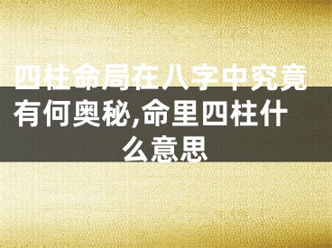 四柱命局在八字中究竟有何奥秘,命里四柱什么意思