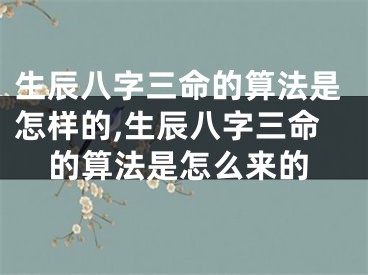 生辰八字三命的算法是怎样的,生辰八字三命的算法是怎么来的