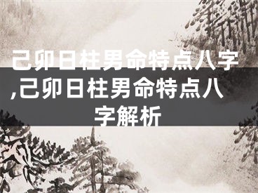 己卯日柱男命特点八字,己卯日柱男命特点八字解析