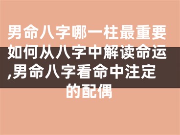 男命八字哪一柱最重要如何从八字中解读命运,男命八字看命中注定的配偶