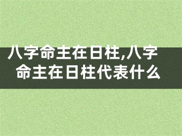 八字命主在日柱,八字命主在日柱代表什么