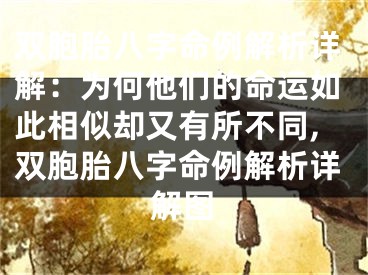 双胞胎八字命例解析详解：为何他们的命运如此相似却又有所不同,双胞胎八字命例解析详解图