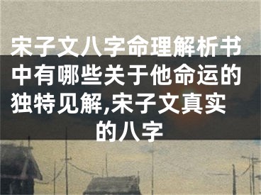 宋子文八字命理解析书中有哪些关于他命运的独特见解,宋子文真实的八字