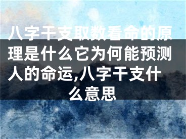 八字干支取数看命的原理是什么它为何能预测人的命运,八字干支什么意思