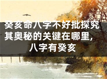 癸亥命八字不好批探究其奥秘的关键在哪里,八字有癸亥