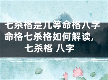 七杀格是几等命格八字命格七杀格如何解读,七杀格 八字