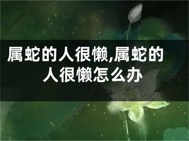 属蛇的人很懒,属蛇的人很懒怎么办