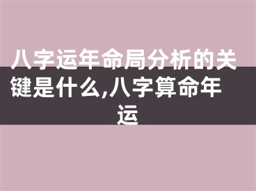 八字运年命局分析的关键是什么,八字算命年运