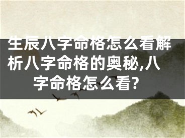 生辰八字命格怎么看解析八字命格的奥秘,八字命格怎么看?