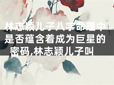 林志颖儿子八字命理中是否蕴含着成为巨星的密码,林志颖儿子叫