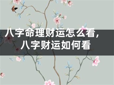 八字命理财运怎么看,八字财运如何看
