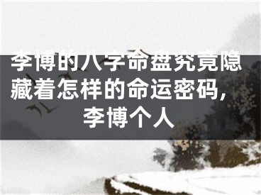 李博的八字命盘究竟隐藏着怎样的命运密码,李博个人